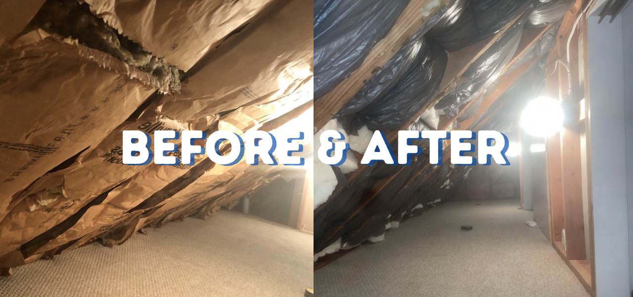 before and after new attic insulation