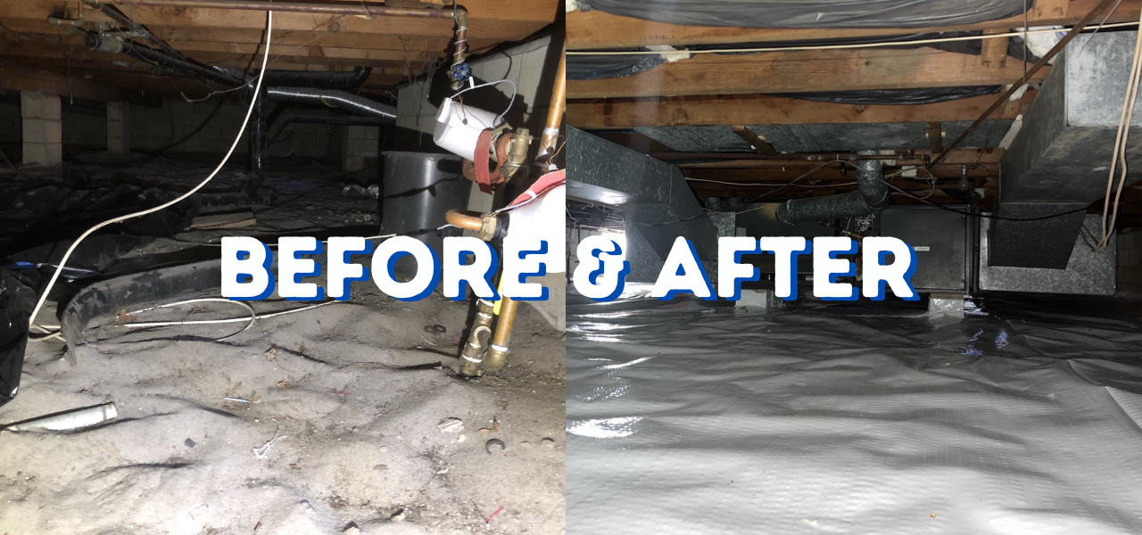 before and after crawl space work brick nj