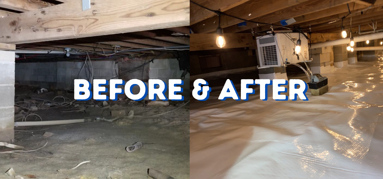 before and after crawl space renovation in ortley beach new jersey