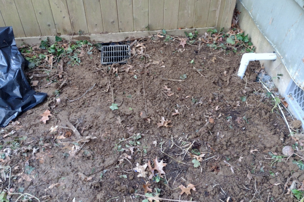 external French drain system after being installed