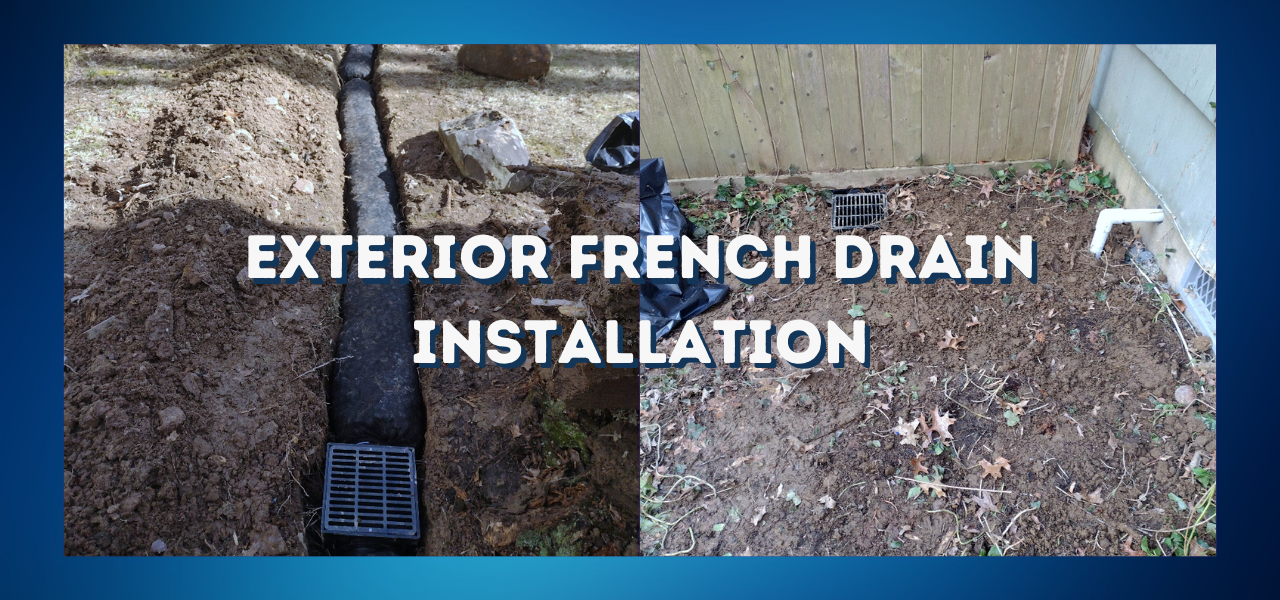 before and after exterior french drain installation in princeton, new jersey