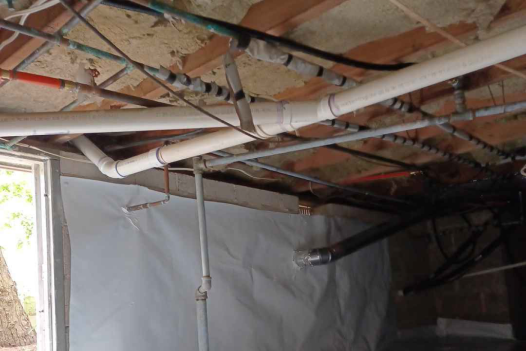 after picture of new rockwool insulation in crawlspace