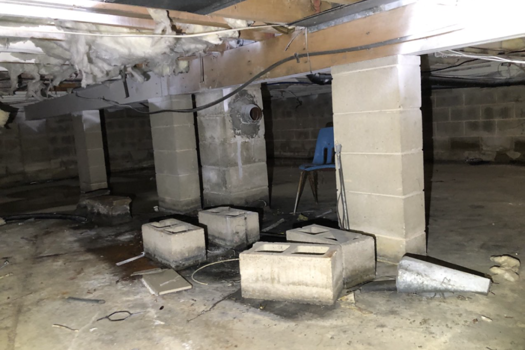 before crawlspace renovation in newport, new jersey