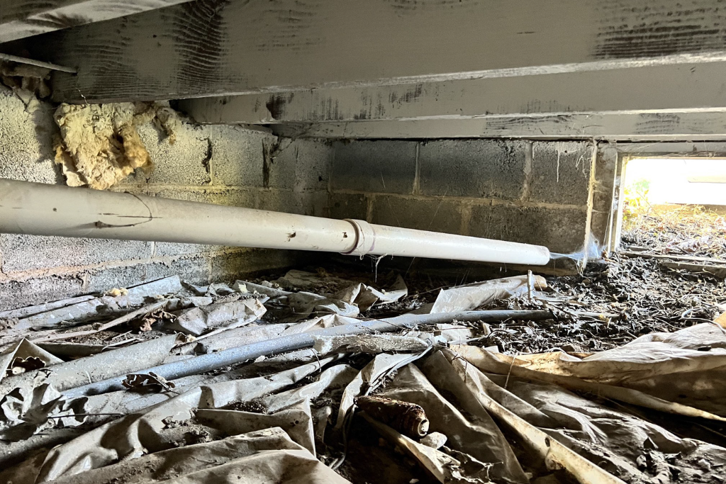 before crawlspace services were performed in this mount holly, nj home