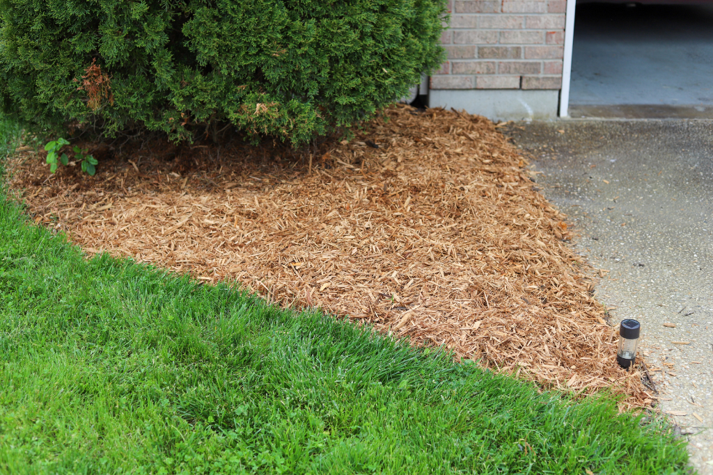 mulch part of landscaping, close to house foundation and crawlspace
